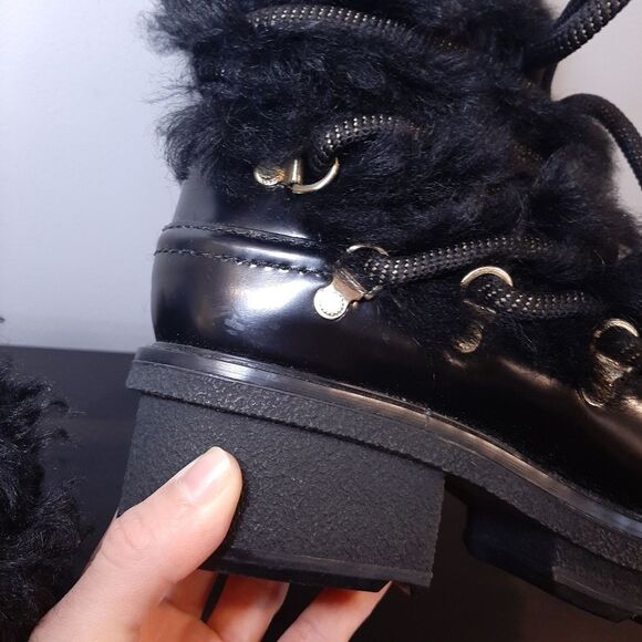 🩵3.1 PHILLIP LIM Mallory Shearling Leather Boots Heeled Platform Winter Lace Up - Picture 14 of 15